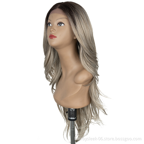 Rebecca wholesalers good quality lace front wig natural blonde highlight long 13*4 body wave synthetic hair lace frontal wigs